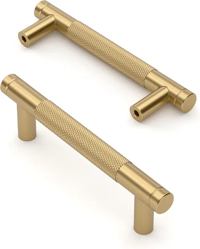 Miniatura 13 de Asidrama - Paquete de 10 tiradores para gabinete de 3 pulgadas (76mm) de color negro mate y bronce champán, manijas estriadas para gabinete