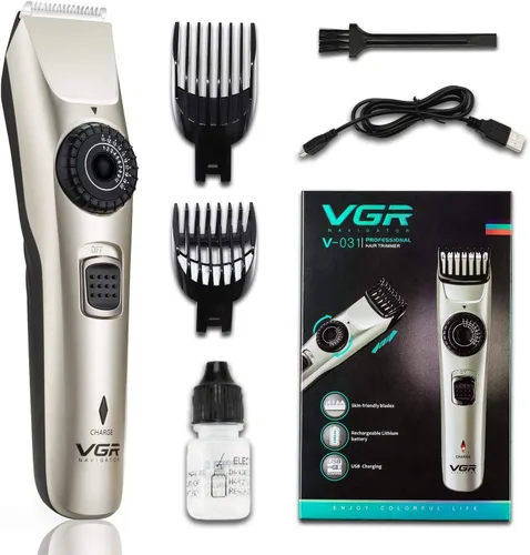 Cortadora de pelo inalámbrica para hombres, kit de aseo recargable para barba, kit de corte de pelo profesional USB para uso familiar, con 2 peines