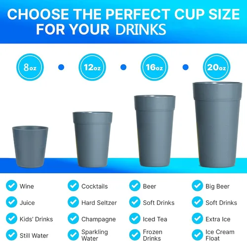 Miniatura 4 de Homestockplus 【Juego de 8】 Tazas de 20 onzas, vasos irrompibles aptos para microondas y lavavajillas, sin BPA, reutilizables y ecológicos