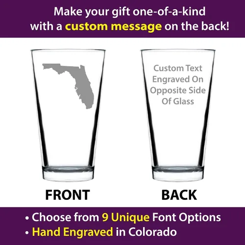 Miniatura 2 de Vaso de pinta personalizado con contorno del estado de Florida para cerveza, decoración de beber con temática estatal y regalos para mujeres