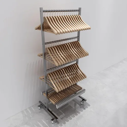 Miniatura 4 de Sistema de almacenamiento para colgar ropa, soporte de acero inoxidable con barras de suspensión, organizador de perchas para tienda al por menor