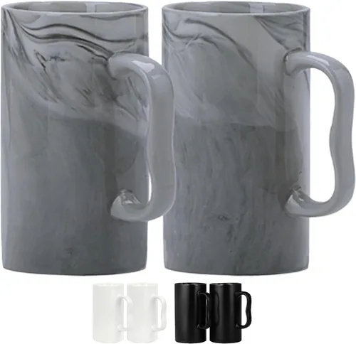 Miniatura 12 de Tazas de café de cerámica grandes de 20 onzas, tazas de cerveza altas con mango grande M, 20.3 fl oz de porcelana a granel a granel Latte Capuchino