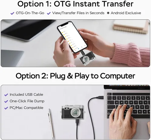Miniatura 4 de Mini cámara digital, 1080P HD minúscula cámara retro llavero con tarjeta de 32 GB, pantalla de 0.96 pulgadas y adaptador OTG, cámara de bolsillo