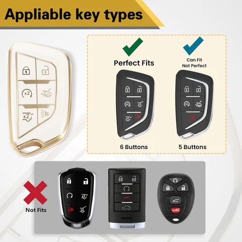 Miniatura 5 de para Cadillac - Funda para llavero con cuerda trenzada metálica, funda suave mejorada para 2020 en adelante CT4 CT5 CT6 XTS XT4 XT5 ATS, etc.