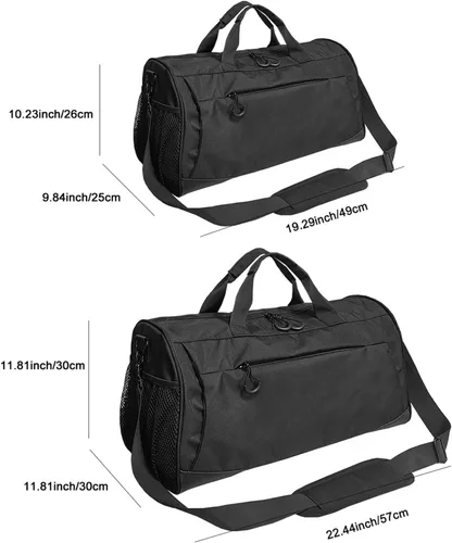 Miniatura 7 de Bolsa de gimnasio para hombres y mujeres con correa para el hombro, compartimento para zapatos y húmedos, bolsa de lona ligera, bolsa atlética