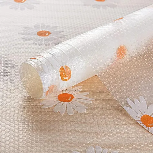 Miniatura 9 de INNOLITES Forro para estante de gabinete de cocina, forro no adhesivo para refrigerador y cajón, EVA impermeable con flores, fácil de limpiar y sin