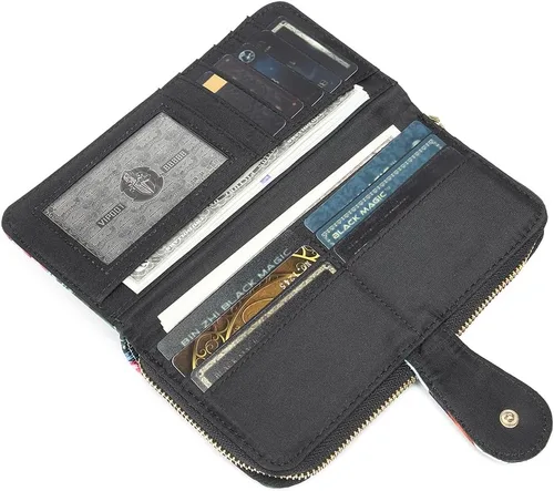 Miniatura 152 de Cartera de mano para mujer, estilo bohemio, con RFID, elegante, espaciosa con correa para viajes, capacidad para tarjetas, teléfono, dinero