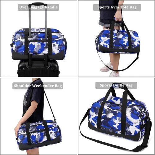 Miniatura 5 de JIANYA Bolsas de deporte para gimnasio, bolsa de viaje para la noche, bolsa de gimnasia de baile con compartimento para zapatos y bolsillo para ropa