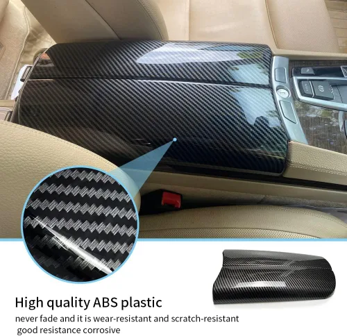 Miniatura 6 de Cubiertas de caja de consola central para BMW Serie 7 F01 F02 2009-2015 Color de fibra de carbono interior reposabrazos cubierta panel proteger