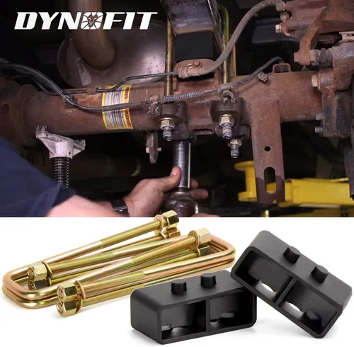 Miniatura 2 de Dynofit - Bloques de elevación traseros de 2 pulgadas para Ford F150 2WD 4WD 2004-2020, kit de bloque de elevación y pernos en U cuadrados