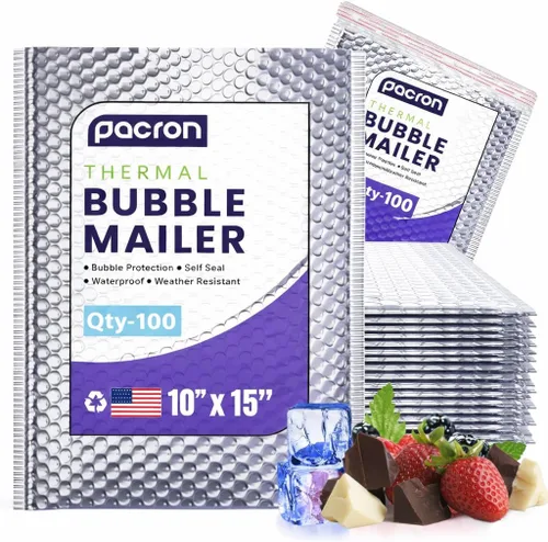Miniatura 14 de Paquete de 100 sobres térmicos aislados de burbujas plateadas de 6.5 x 11 pulgadas, sobres acolchados autosellantes de papel metálico impermeables