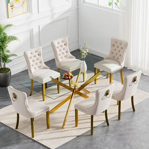 Miniatura 17 de HomVent Juego de mesa de comedor redonda de vidrio de 3 piezas, juego de mesa de comedor de vidrio templado para 2 mesas de cocina con 2 sillas