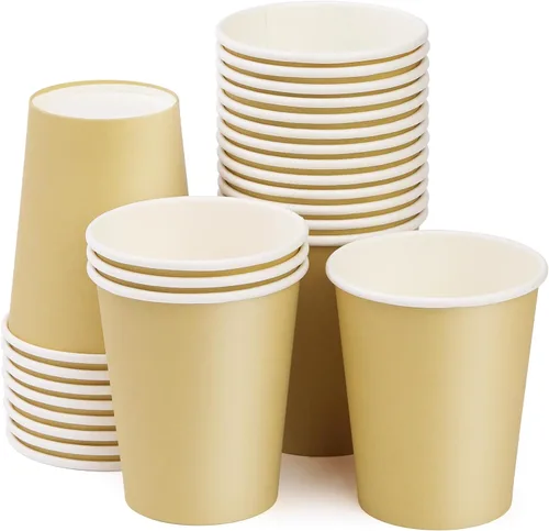 Miniatura 31 de Vasos de papel de 8 onzas, paquete de 25 unidades, vasos de café de papel desechables, para bebidas calientes o frías, para Halloween, fiestas, Negro