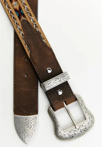 Miniatura 2 de Cody James Cinturón con incrustaciones de pelo de caballo para hombre, 3 piezas, color marrón, 44, Marrón
