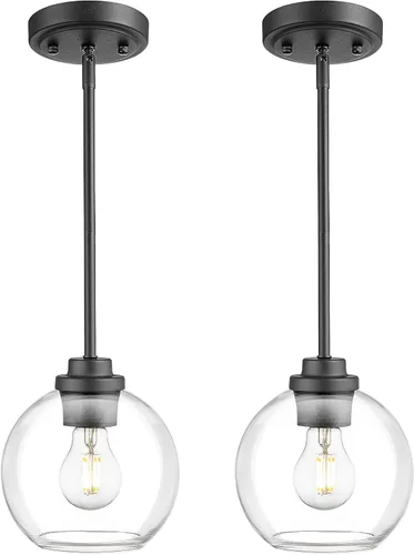 Miniatura 16 de Lámpara Colgante Moderna de Oro Pulido, Lámpara Colgante de Globo de 18 cm de Siglo Medio con Vidrio Transparente para Isla de Cocina, Comedor