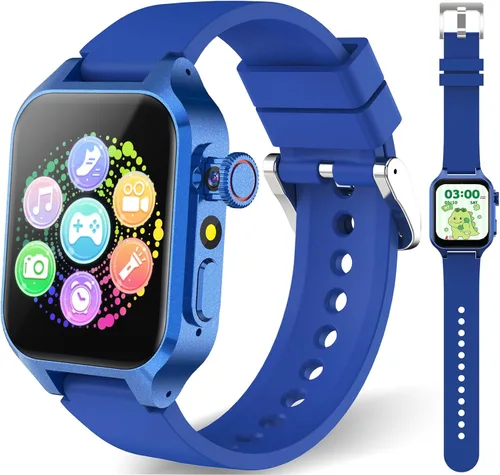 Reloj inteligente de juego para niños con 32 juegos, cámara telescópica, podómetro, alarma, video, música, audiolibro, tarjeta de aprendizaje,
