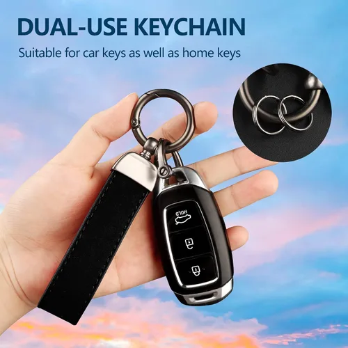 Miniatura 5 de Fehlot Llavero de gamuza para automóvil, con anillo en D antipérdida, dos llaveros y destornillador, gira 360 grados, soporte para llaves