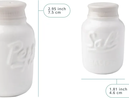 Miniatura 2 de Comfify - Salero y pimentero, diseño clásico de tarro, adorable jarro decorativo de estilo clásico, rústico, chic, hechos en cerámica resistente