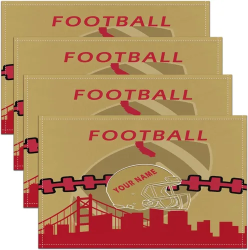 Miniatura 15 de Erosebridal Juego de 4 manteles individuales personalizados de fútbol de 12 x 18 pulgadas, manteles individuales para adultos, manteles individuales