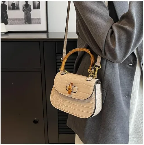 Miniatura 3 de Women Handbag artificial leather Bamboo Top handle Crossbody bag Elegant Purse Evening bag Gift for Women Handmade