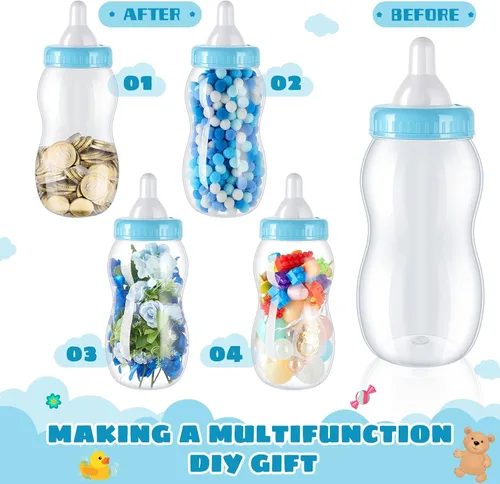 Miniatura 6 de Tessco for you - 2 botellas grandes de leche para bebé, rellenables, alcancía, contenedor de plástico para juegos y revelación de género, Blanco
