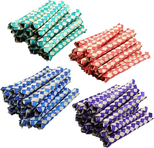 Miniatura 5 de The Dreidel Company 12 trampas clásicas para dedos, juguetes de bambú chinos, colores surtidos, 5 pulgadas (paquete de 12)