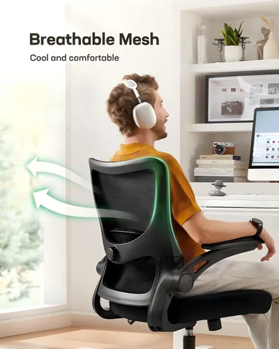 Miniatura 7 de Marsail - Silla ergonómica de oficina con soporte lumbar ajustable, reposabrazos de poliuretano ajustables en 3 direcciones y respaldo de malla