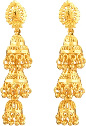 Efulgenz Gold Tone Multilayered Jhumka Jhumki Indian Earrings for Women Dangle Earrings Gold Tone Indian Jewelry Indian Bridal Jewelry for Wedding