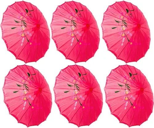 TJ Global Pack de 6 sombrillas japonesas chinas de 22.0 in para bodas, fotografías, disfraces, cosplay, decoración y otros eventos, 6 paraguas