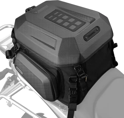 Miniatura 8 de Rhinowalk Bolsa trasera para motocicleta, bolsa de asiento trasero rígida impermeable, 12-18L expandible mochila de equipaje de motocicleta