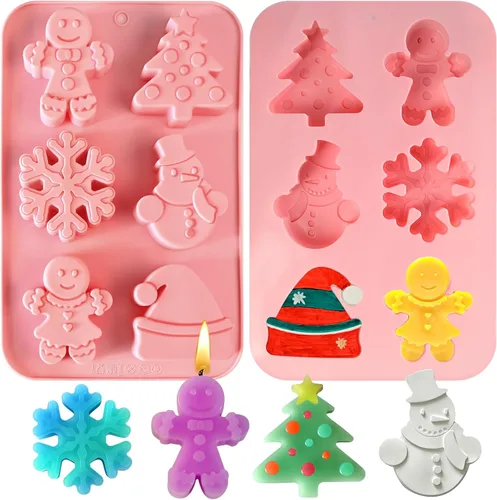 2 PCS Moldes de Silicona para Hornear de Navidad, Moldes de Silicona de Árbol de Navidad para Fiestas Navideñas, Moldes de Jabón y Dulces, Árbol de