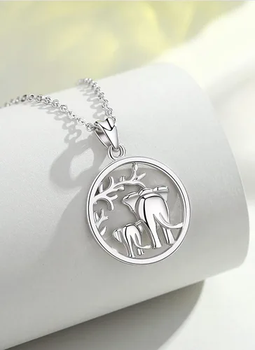 Miniatura 2 de AEONSLOVE Collar de elefante de plata de ley con buena suerte, regalo para mujer, cadena de 17.7in, Plata esterlina