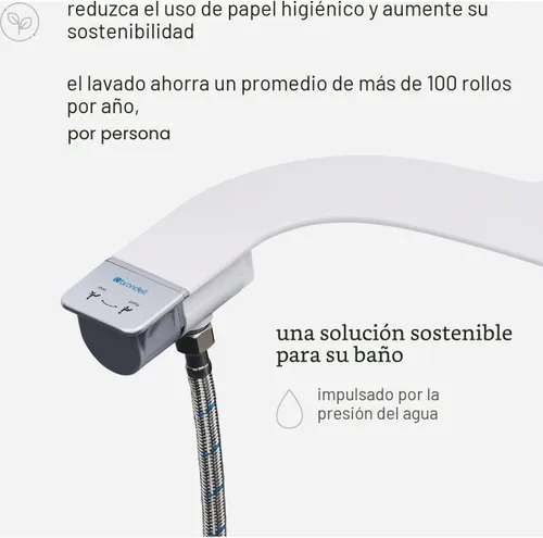 Miniatura 5 de Brondell Accesorio de bidé para inodoro SS-250 SimpleSpa con rociador de agua dulce y presión de agua ajustable, control lateral, rociador de bidé