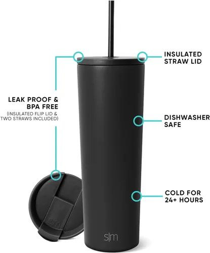 Miniatura 2 de Simple Modern - Vaso aislante con tapa y pajita Taza de café helado Botella de agua reutilizable de acero inoxidable Taza de viaje Regalos