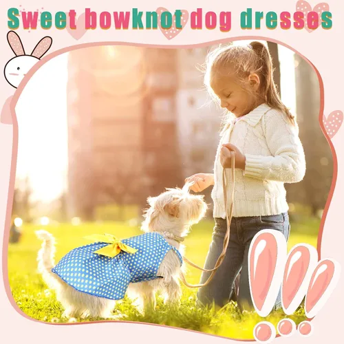 Miniatura 6 de Frienda 6 piezas con lazo de príncipes para cachorro, vestido floral para perro, falda, vestido de verano para mascotas, lindo vestido de verano