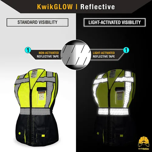 Miniatura 4 de KwikSafety - Charlotte, NC - SHERIFF & SPECIALIST Chaleco de Seguridad para Mujer ANSI OSHA Negro Clase 2 Mujer