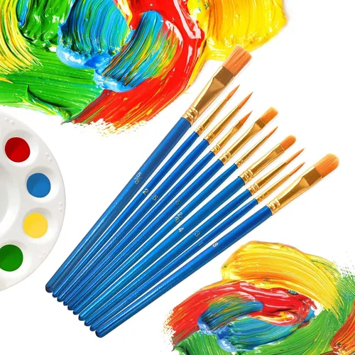 Miniatura 5 de Juego de 100 pinceles de pintura, 100 unidades, cepillos de pelo de nailon para óleo y acuarela, punta redonda pintada para artistas