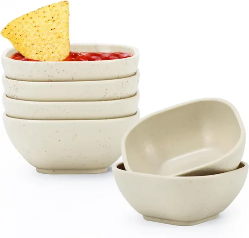 Homienly Juego de 6 tazas de paja de trigo, tazas de salsa irrompibles de 4.5 onzas y tazas de salsa, tazas de condimento para tazas de charcutería,