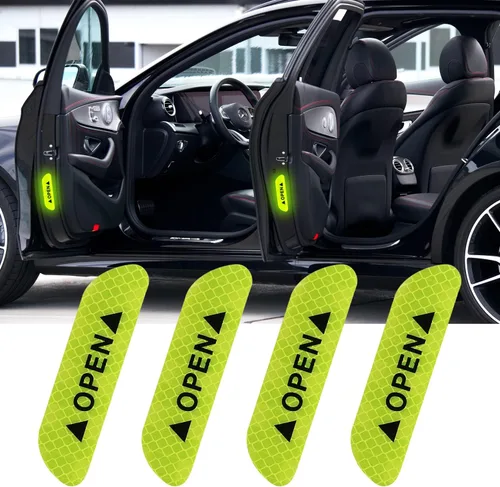 4 calcomanías reflectantes anticolisión para puerta de automóvil, cinta adhesiva de advertencia de precaución de seguridad para automóvil, camión,