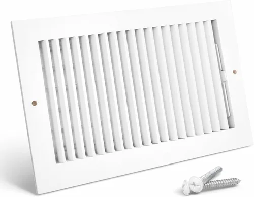 Cubierta de ventilación de aire blanca de 4 x 8 pulgadas (apertura de conducto) para pared y techo, registro unidireccional, cubierta HVAC de acero