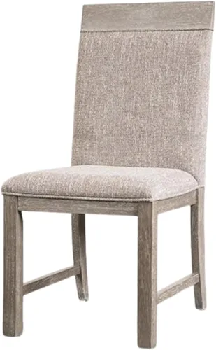Miniatura 3 de Benzara Gris Silla de comedor lateral gris asiento acolchado de tela de madera maciza