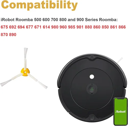 Miniatura 2 de Paquete de 8 cepillos laterales de repuesto para IRobot Roomba 600 700 800 900 Series 960 980 985 860 870 877 880 890 891 895 805 761 770 780 790