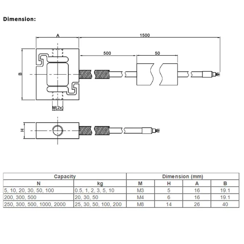 Miniatura 4 de ATO Célula de carga de 1.1 lbs, celda de carga micro tipo S, sensor de fuerza de tensión y compresión, célula de carga miniatura de acero inoxidable