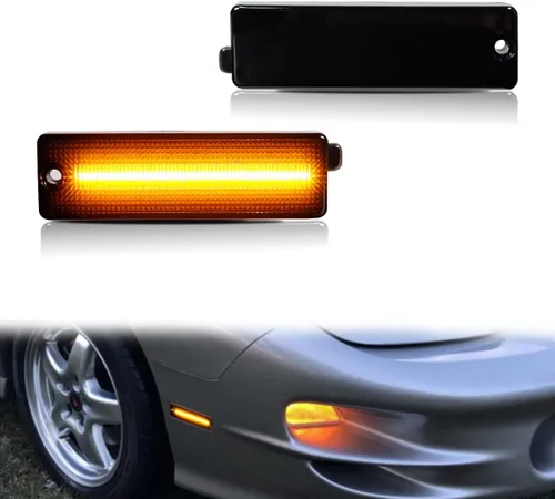 ADIIL Lentes ahumadas oscuras ámbar LED delantero marcador luces de señal parachoques reflector juego de lámparas compatibles con 1998 1999 2000
