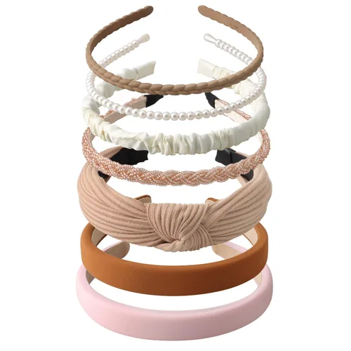 Miniatura 10 de Diademas de moda para mujeres y niñas, 5 piezas de diadema de perlas, diademas florales acolchadas para mujeres, diadema ancha vintage (verde)