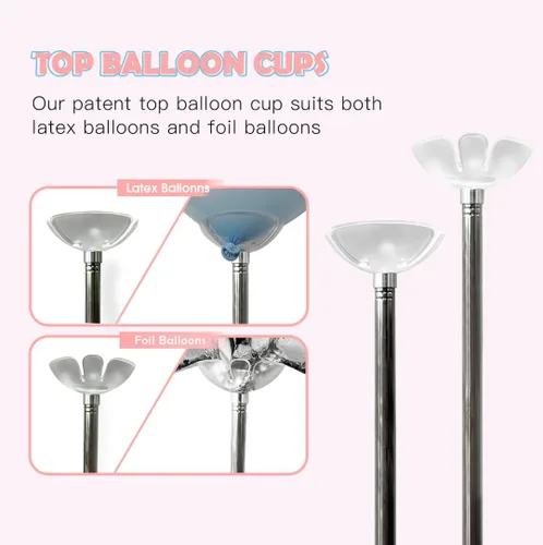 Miniatura 5 de YALLOVE Soporte de columna para globos, juego de 2 soportes para globos para decoración de fiesta de revelación de género (incluye globos)
