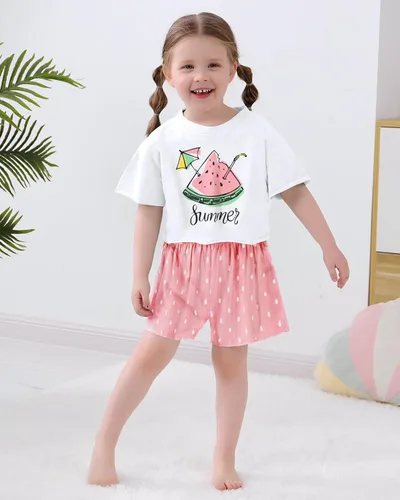 Miniatura 3 de YALLET Ropa de niña pequeña 2T 3T 4T 5T Niñas, manga corta impresión superior + pantalón 12, 18 24 meses, ropa de verano para bebé 1-5T