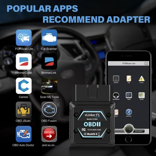 Miniatura 3 de Vgate vLinker FS - Adaptador Bluetooth FORS-can 0BD2 para for-d herramienta de diagnóstico de coche Fixd, escáner OBD2, Bluetooth MS-CAN, funciona
