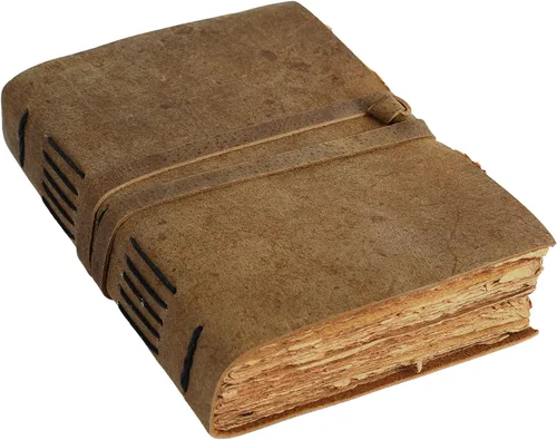 KomalC Diario de cuero vintage para mujeres y hombres, 8 x 6 pulgadas, antiguo hecho a mano, con borde de cubierta vintage, cuaderno de bocetos de