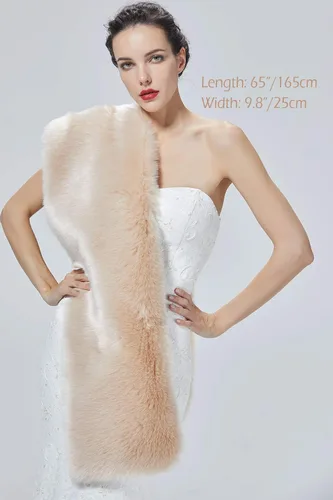 Miniatura 3 de BEAUTELICATE Chal de piel sintética para mujer, abrigo de piel suave para eventos de boda de invierno